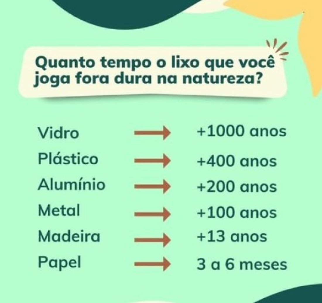 Quanto tempo leva para cada tipo de material se decompor na natureza?